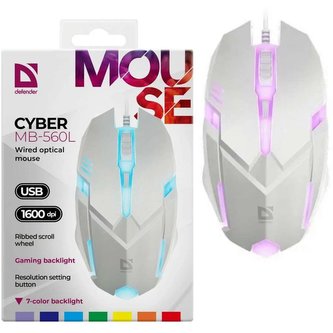 MOUSE DEFENDER CYBER MB-560L WHITE 7 BAREV PODSVÍCENÍ 1200 dpi 3P