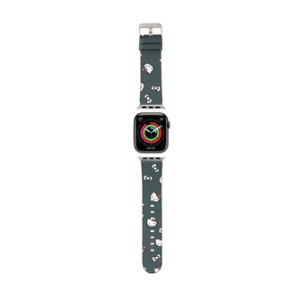 Hello Kitty Heads & Bows Pattern - řemínek pro Apple Watch 38/40/41 mm (černý)