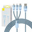 Kabel USB 3v1 Baseus řady StarSpeed, USB-C + Micro + Lightning 3,5A, 1,2 m (modrý)
