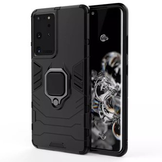 Pevné hybridní pouzdro Ring Armor magnetický kryt pro Samsung Galaxy S22 Ultra černý