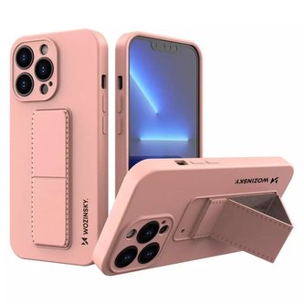 Wozinsky Kickstand Case iPhone 13 Pro růžové silikonové pouzdro se stojánkem