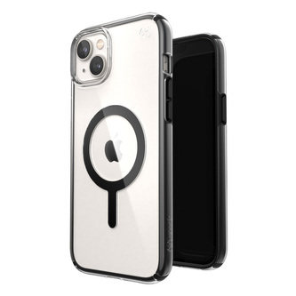 Speck Presidio Perfect-Clear s nárazovou geometrií + MagSafe - pouzdro pro iPhone 15 Plus / 14 Plus s povrchovou úpravou MICROBAN (čiré / černé)
