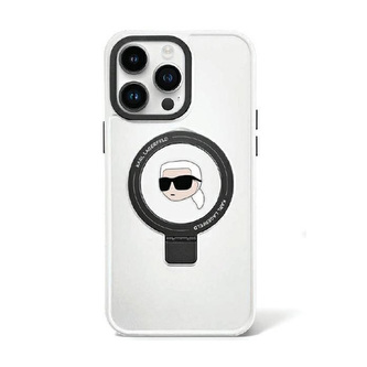 Karl Lagerfeld Ring Stand Karl Head MagSafe - iPhone 15 Pro Max Case (bílý)