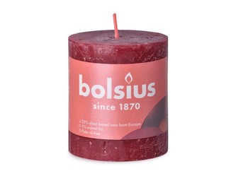 Bolsius Rustic Shine Válec 68x80mm Velvet Red, bordó svíčka
