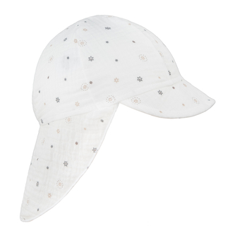 Dětská kšiltovka s krytím krku mušelín Hvězdička; Barva: bílá; Velikost: XS