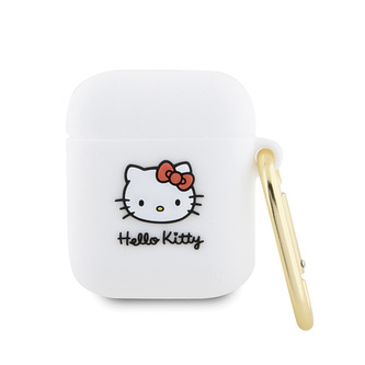 Hello Kitty Silicone 3D Kitty Head - pouzdro pro AirPods 1/2 gen (bílé)