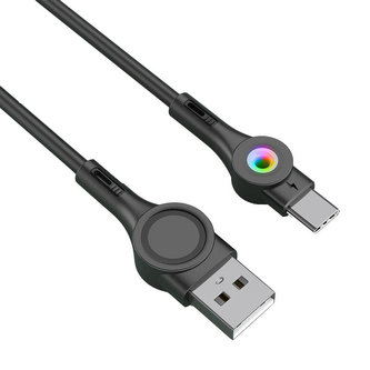 Kabel Foneng X59 USB na USB-C, LED, 3A, 1 m (černý)