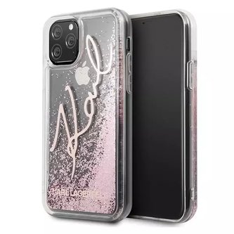 Karl Lagerfeld KLHCN65TRKSRG iPhone 11 Pro Max Rose Gold / Rose Gold Glitter Signature Karl Lagerfeld KLHCN65TRKSRG iPhone 11 Pro Max Rose Gold / Rose Gold Glitter Signature