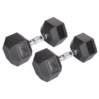 Hex Rubber Dumbbell činka 1 pár hmotnost 15 kg