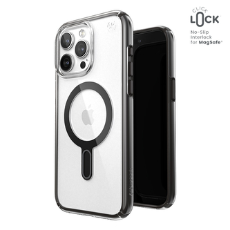Speck Presidio Perfect-Clear ClickLock & Magsafe - pouzdro pro iPhone 15 Pro Max (Clear / Frosted Black / Slate Grey)