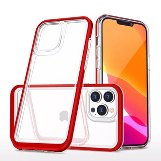 Čiré pouzdro 3v1 na iPhone 13 Pro rámeček gelový kryt červený