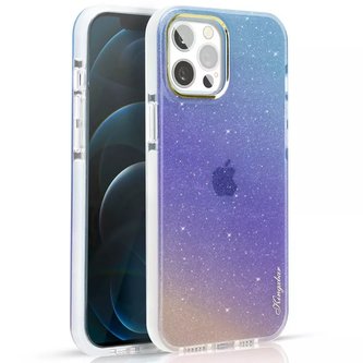 Barevné třpytivé pouzdro Kingxbar Ombre Series pro iPhone 13 Pro modrofialové