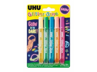 UHU Glitter Glue 5 x10 ml Glow in the Dark