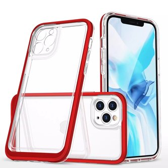 Průhledné pouzdro 3v1 pro iPhone 11 Pro Max Frame Cover Gel Red