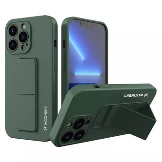 Wozinsky Kickstand Case silikonové pouzdro se stojánkem pro iPhone 13 tmavě zelené