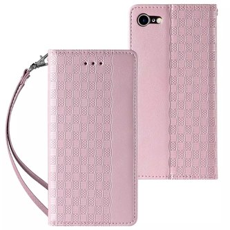 Magnet Strap Case Case pro iPhone SE 2022 / SE 2020 / iPhone 8 / iPhone 7 Pouch Wallet Mini Lanyard Pendant Pink