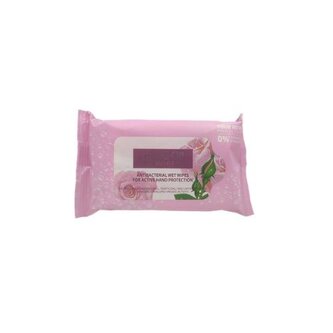 Biofresh Protect Antibakteriální ubrousky na ruce s benzalkonium chloride, s růžovou vodou a stříbrnou vodou 15 ks (bez etanolu)