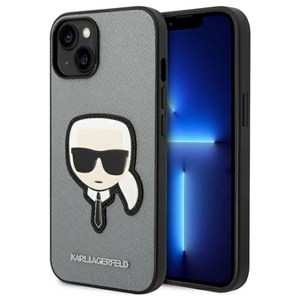 Karl Lagerfeld Saffiano Karl Head Patch Case iPhone 14 (Silver)