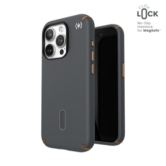Speck Presidio2 Pro ClickLock & MagSafe - pouzdro pro iPhone 15 Pro (Charcoal Grey/Cool Bronze)