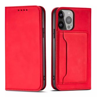 Pouzdro na magnetické karty pro iPhone 13 Pro Pouch Card Wallet Card Holder Card Holder Red