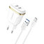 Foneng T240 2x USB síťová nabíječka, 2,4A + kabel USB na USB-C (bílá)