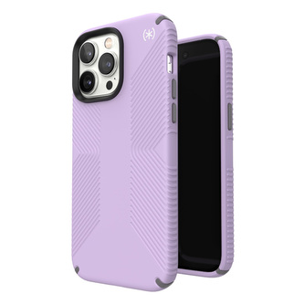 Speck Presidio2 Grip - pouzdro pro iPhone 14 Pro Max s povrchovou úpravou MICROBAN (Spring Purple / Cloudgrey / White)
