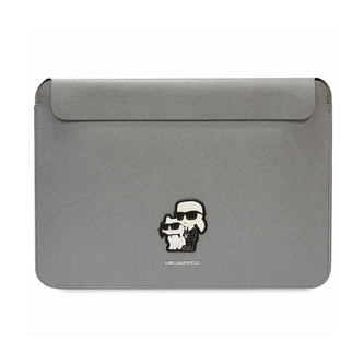 Karl Lagerfeld NFT Saffiano Karl & Choupette Sleeve - pouzdro na 14" notebook (stříbrné)