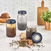 DÓZA S VÍČKEM A LŽIČKOU 425 ML,SKLO/PLAST,TM.MODRÁ
