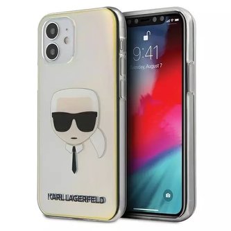 Karl Lagerfeld KLHCP12SPCKHML iPhone 12 mini 5,4" vícebarevný pevný obal Iridescent Karl`s Head