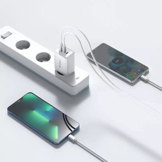 C65W 3-PORTOVÁ SÍŤOVÁ NABÍJEČKA PD65W/QC3.0 BÍLÁ