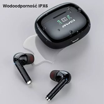 AWEI Sportovní sluchátka Bluetooth 5.2 TA8 TWS dokovací stanice Black
