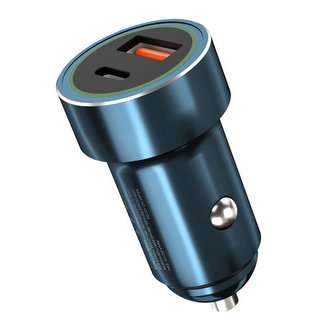 Nabíječka do auta XO CC32 PD, QC 3.0, USB, USB-C, 20 W (modrá)