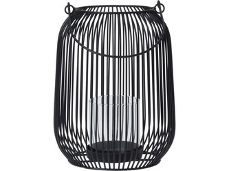 Lampa s uchem kov drátěná 150x210mm na svíčku, černá
