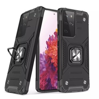Wozinsky Ring Armor pevné hybridní pouzdro magnetický držák krytu pro Samsung Galaxy S22 Ultra černý