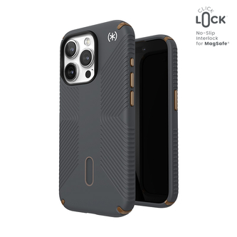 Speck Presidio2 Grip ClickLock & MagSafe - pouzdro pro iPhone 15 Pro (Charcoal Grey/Cool Bronze)