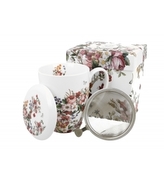 Porcelánový hrnek byliňák Vintage Flower White 360 ml v dárkové krabičce