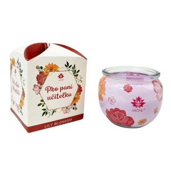 ARÔME Svíčka 90 g, ve skle a flower boxu, Pro paní učitelku, Lilly Blossom