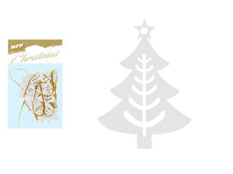 závěs Stromek dřevěný bílý 12ks/4,5cm XC20181288 8885859