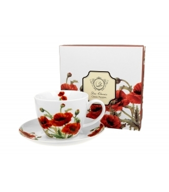 Porcelánový hrnek Classic Poppies s podtalířkem 450 ml v dárkovém boxu