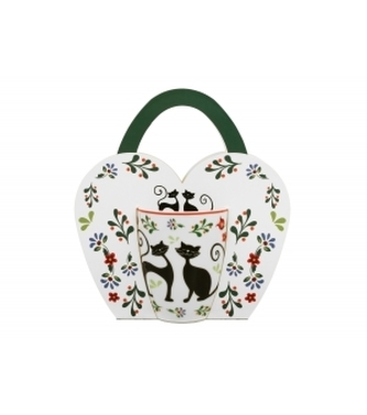 Porcelánový hrnek Etno cats 360 ml v papírovém košíku
