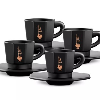 Sada šálků s podšálky Bialetti Perfetto Moka - 4× 75 ml, černé