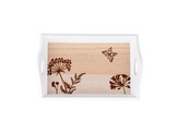 Tác dřevo 230x45x150mm jarní motiv, přírodní, bílá, t. hnědá