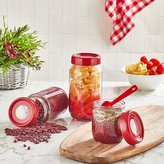 DÓZA S VÍČKEM A LŽIČKOU 425 ML, SKLO/PLAST,ČERVENÁ