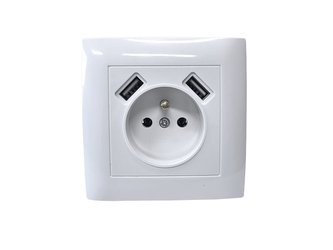 Zásuvka VCX WESA LC-13A 250V s 2x USB 2A max., bílá