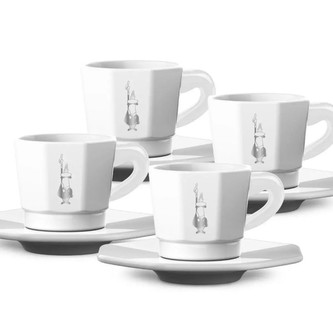 Sada šálků s podšálky Bialetti Perfetto Moka - 4× 75 ml, bílé