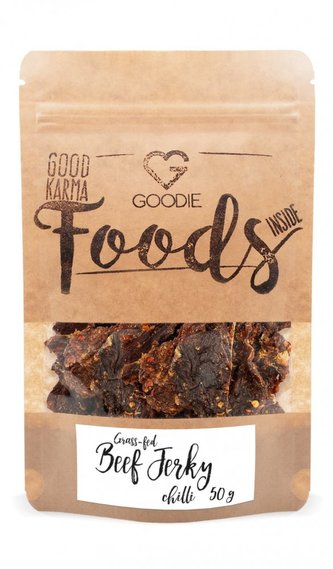Grass-fed sušené hovězí maso - Jerky - chilli 50 g Grass-fed sušené hovězí maso - Jerky - chilli 50 g