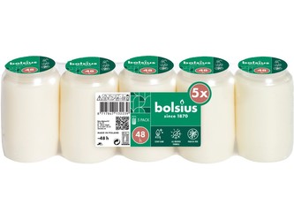 Bolsius kompozitní 5ks (710g) 48h. bílá víčko papír