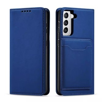 Pouzdro na magnetické karty pro Samsung Galaxy S22 Pouch Card Wallet Card Holder Blue