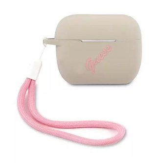 Guess GUACAPLSVSGP kryt AirPods Pro šedý růžový / šedorůžový Silikonový Vintage