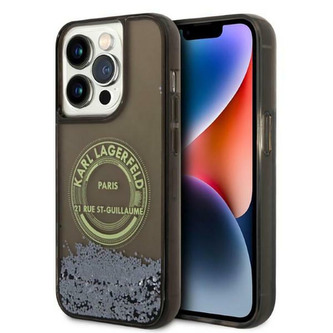 Karl Lagerfeld Liquid Glitter Round RSG Logo Case - pouzdro pro iPhone 14 Pro (černé) Karl Lagerfeld Liquid Glitter Round RSG Logo Case - pouzdro pro iPhone 14 Pro (černé)